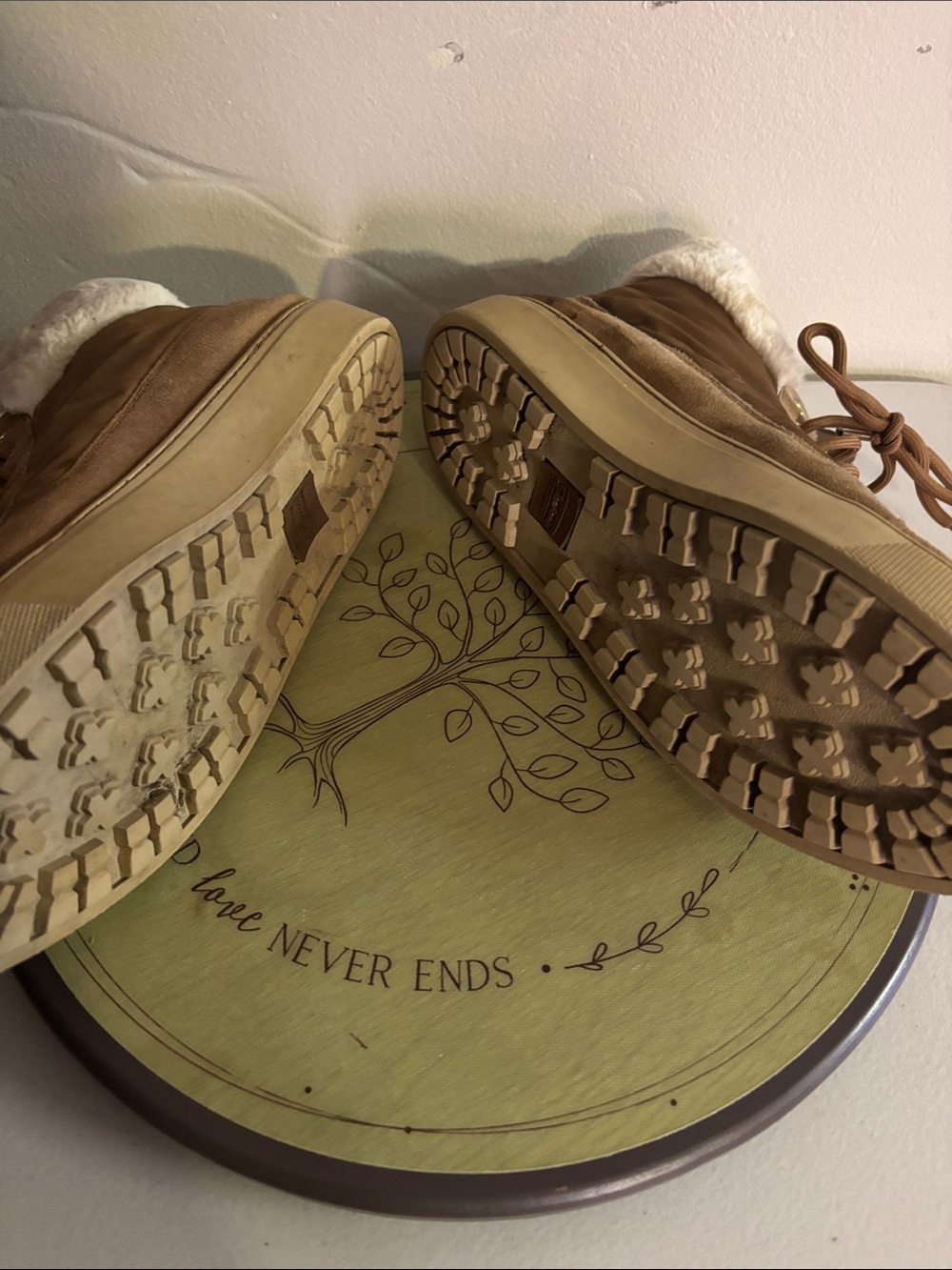 Skechers Brown Suede Lace-Up Faux Shearling Ankle Boots - Picture 2 of 2